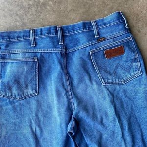 Vintage 80s Wrangler cowboy denim jeans made in usa.